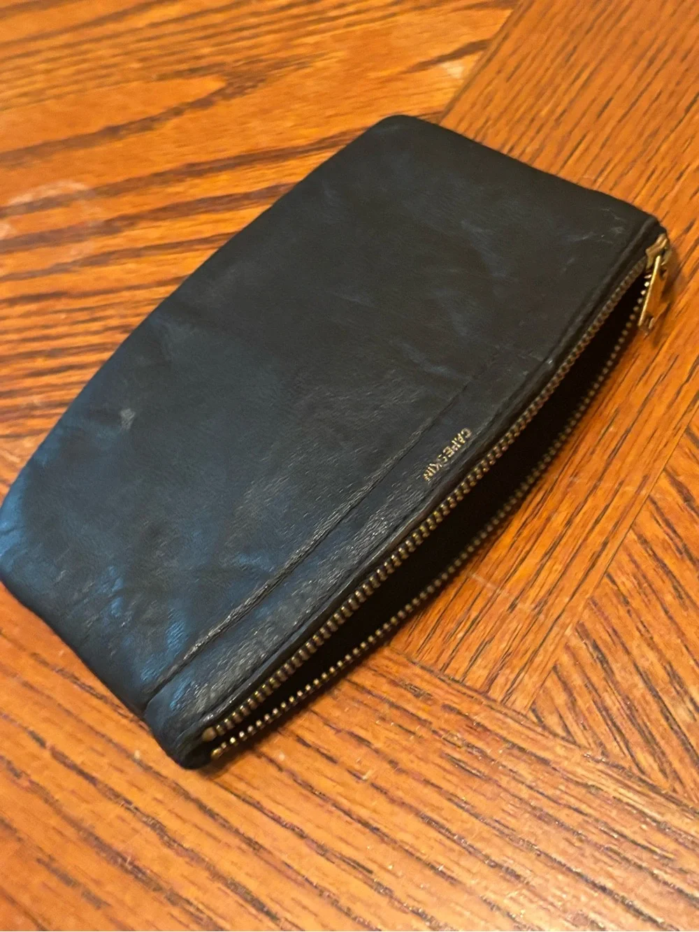 Vintage Black Capeskin Leather Zipper Pouch / Coin Purse